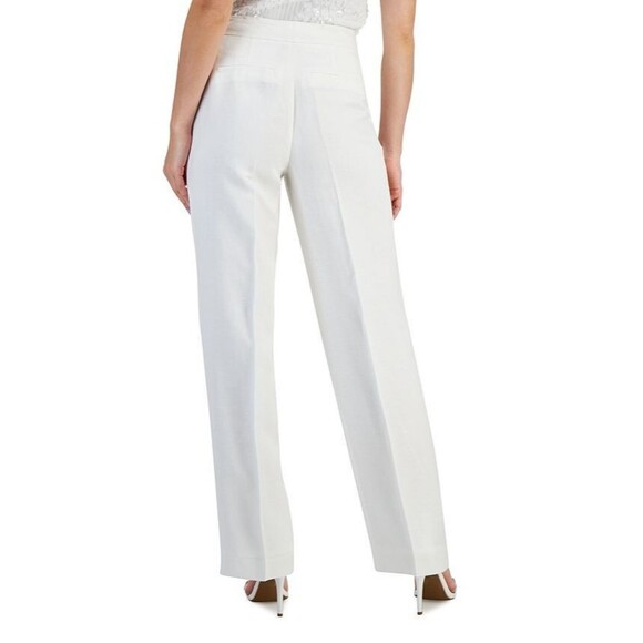 Anne Klein Women's Linen-Blend Mid Rise Wide-Leg Pants White Size 2 - Picture 4 of 12